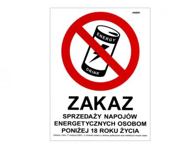 Tabliczka Zakaz sprzeda�y napoj�w energetycznych