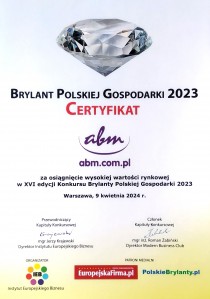 Certyfikat Brylant Polskiej Gospodarki 2023