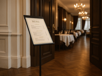 Elegancki stojak na menu