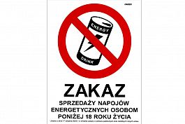Tabliczka Zakaz sprzeda�y napoj�w energetycznych