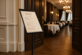 Elegancki stojak na menu
